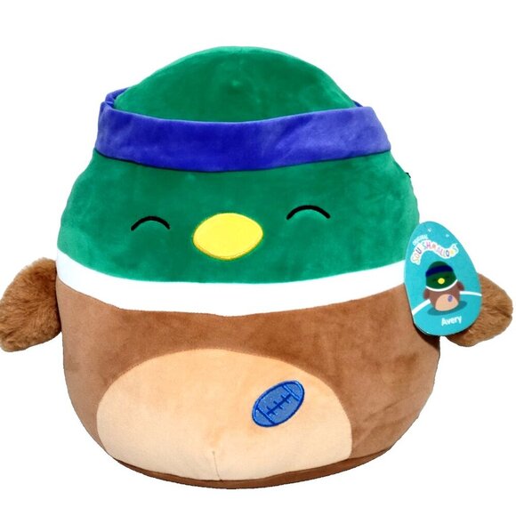 Squishmallows Avery The Duck NWT 13" Plush Football Rugby Sweatband - Picture 1 of 2